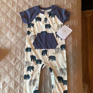 Burt’s Bees Baby Blue Bears Romper NWT